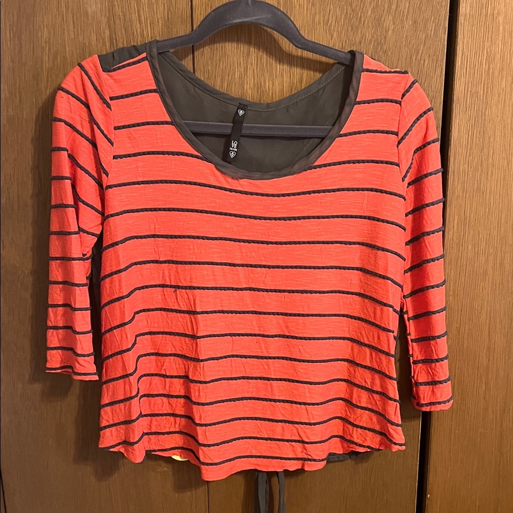 Love Culture Coral and Black Striped Crop Top